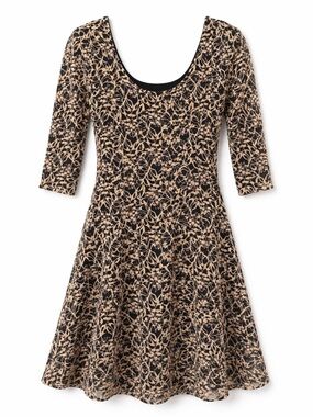 You had me at Lace! Young Threads lace dress fit flare romantic black tan M